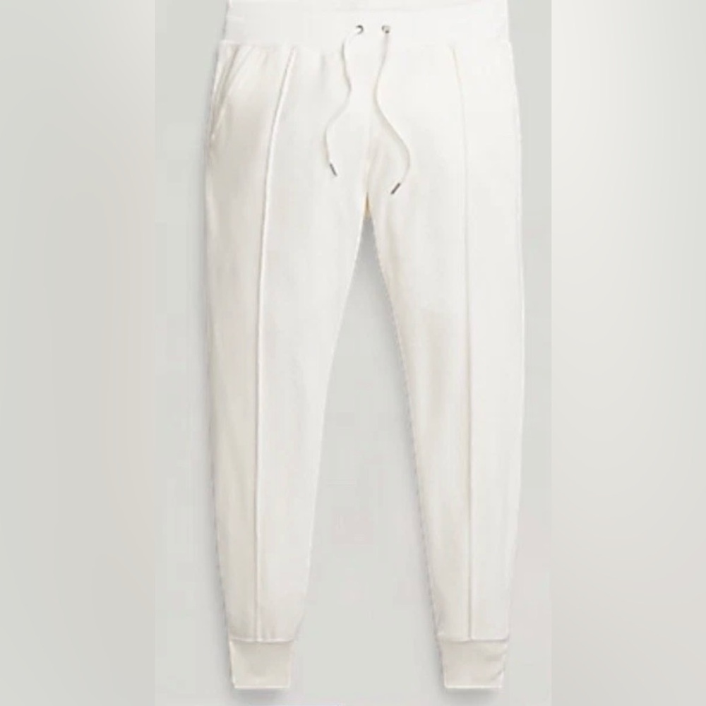 Polo Ralph Lauren Velour Logo Jogger Lounge Pants. Small Petite. Ivory color.